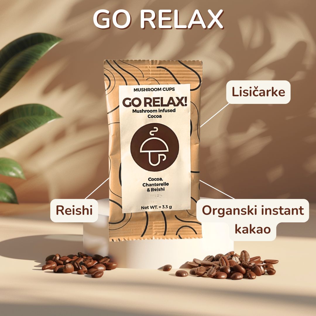 Go Relax – organic instant Cocoa with Chanterelle & Reishi - Slika 2